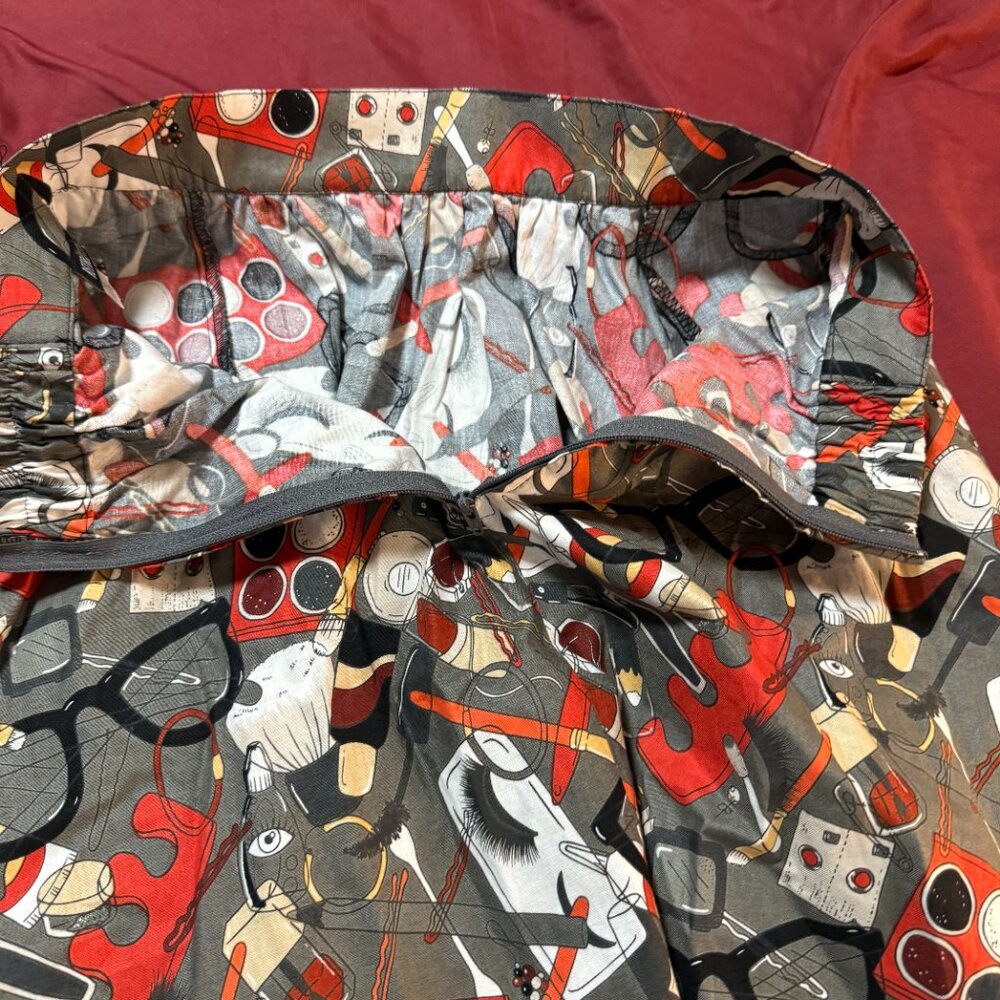 Retrolicious 3555 Purse Fillers A-Line Skirt 100% cotton with pockets size SMALL - Picture 9 of 12